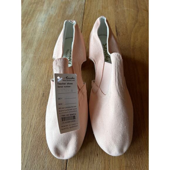 Sansha Magnifica Pink Canvas Ballet Teaching and Character Shoes 12M TE6 US 9 - Picture 3 of 6